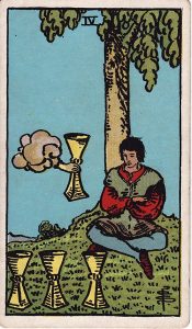 Tarotkortet 4'er i Bægre