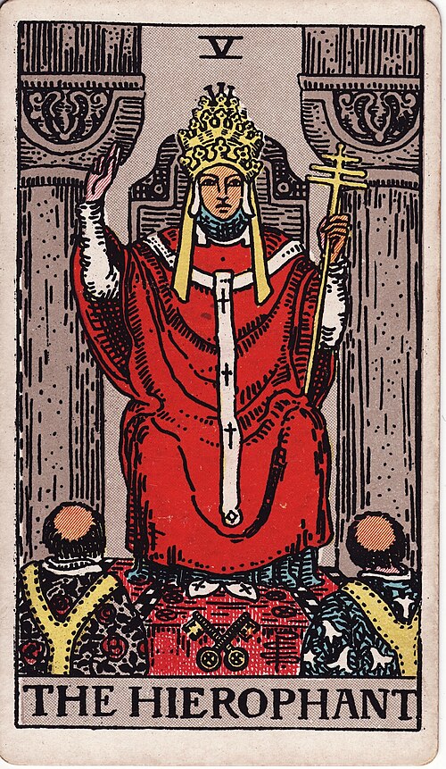Tarotkortet Hierofanten fra Rider-Waite-Smith-dækket