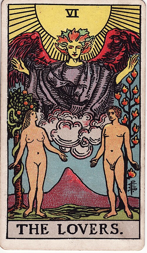 Tarotkortet De Elskende fra Rider-Waite-Smith-dækket