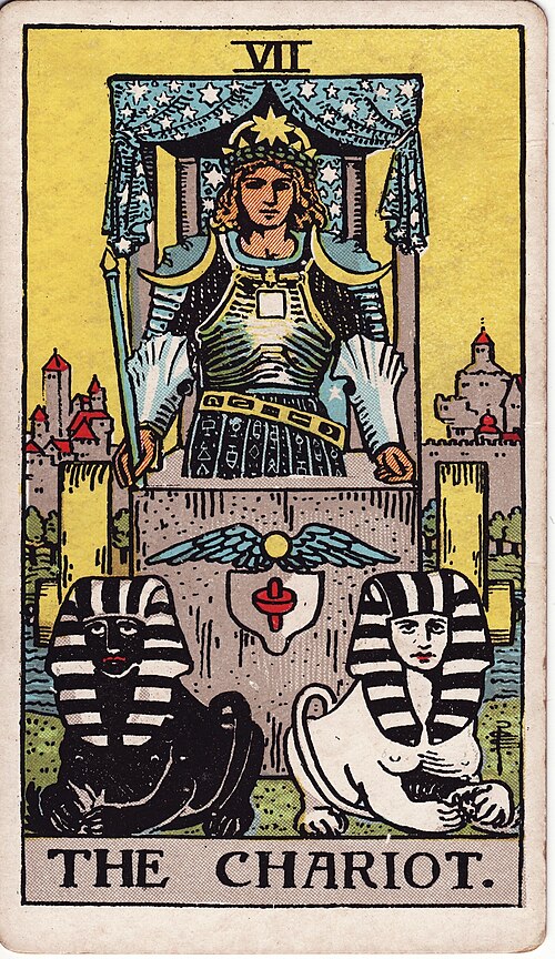 Tarotkortet Vognen fra Rider-Waite-Smith-dækket