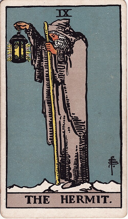Tarotkortet Eremitten fra Rider-Waite-Smith-dækket