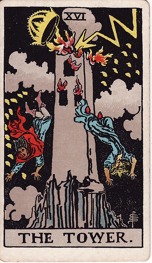 Tarotkortet Tårnet fra Rider-Waite-Smith-dækket