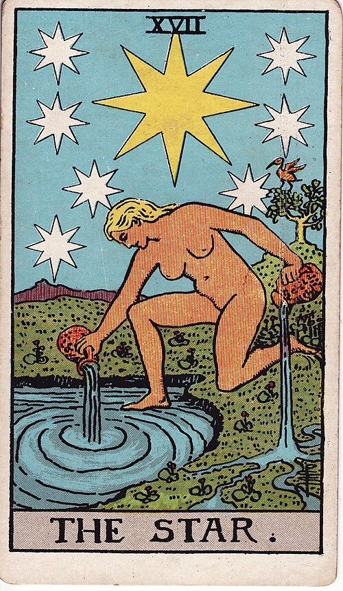 Tarotkortet Stjernen fra Rider-Waite-Smith-dækket
