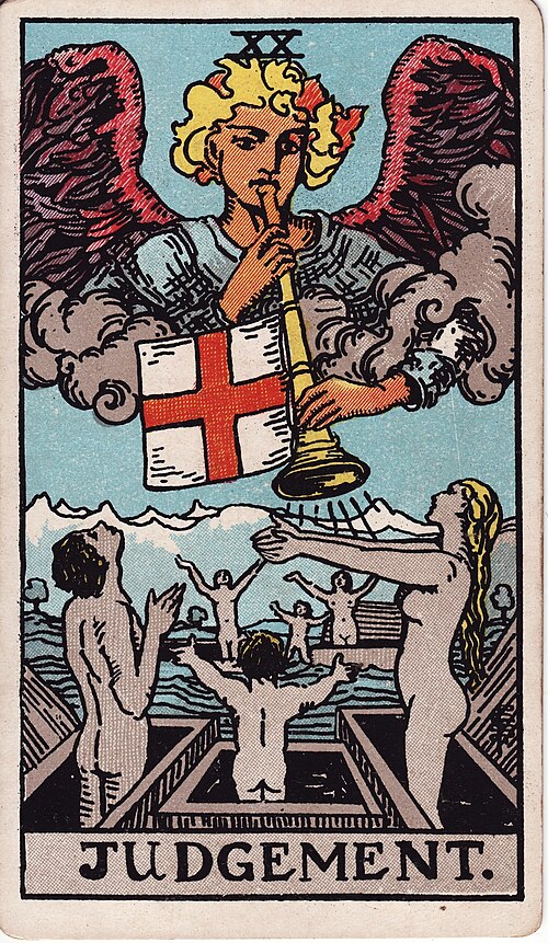 Tarotkortet Dommen fra Rider-Waite-Smith-dækket