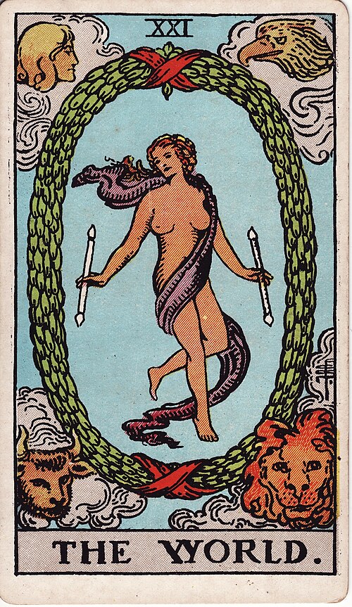 Tarotkortet Verden fra Rider-Waite-Smith-dækket