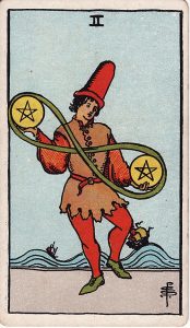 Tarotkortet 2'er i Mønter