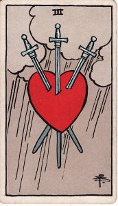 Tarotkortet 3'er i Sværd