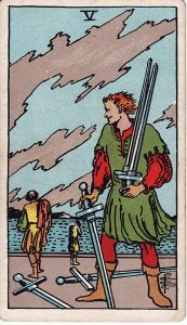 Tarotkortet 5'er i Sværd