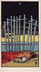 Tarotkortet 10'er i Sværd