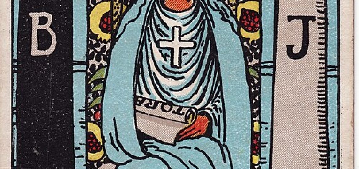 Tarotkortet Ypperstepræstinden fra Rider-Waite-Smith-dækket