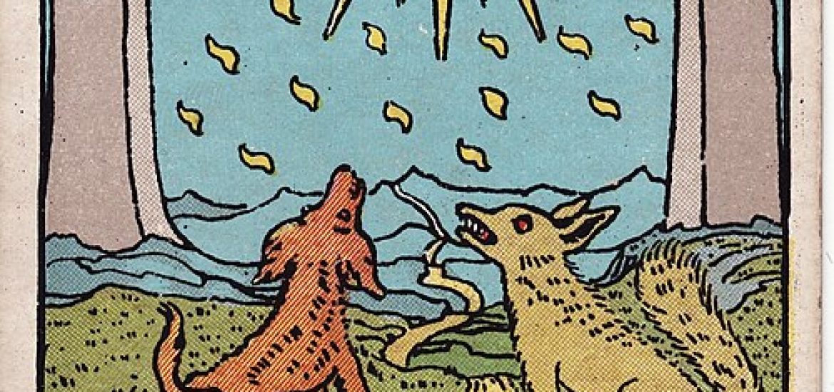 Tarotkortet Månen fra Rider-Waite-Smith-dækket